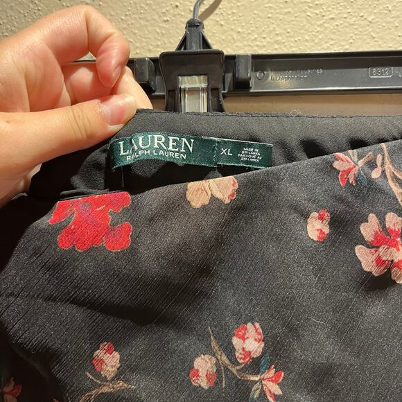 Lauren Ralph Lauren Black and Red Floral Tiered Maxi Skirt - Picture 3 of 4